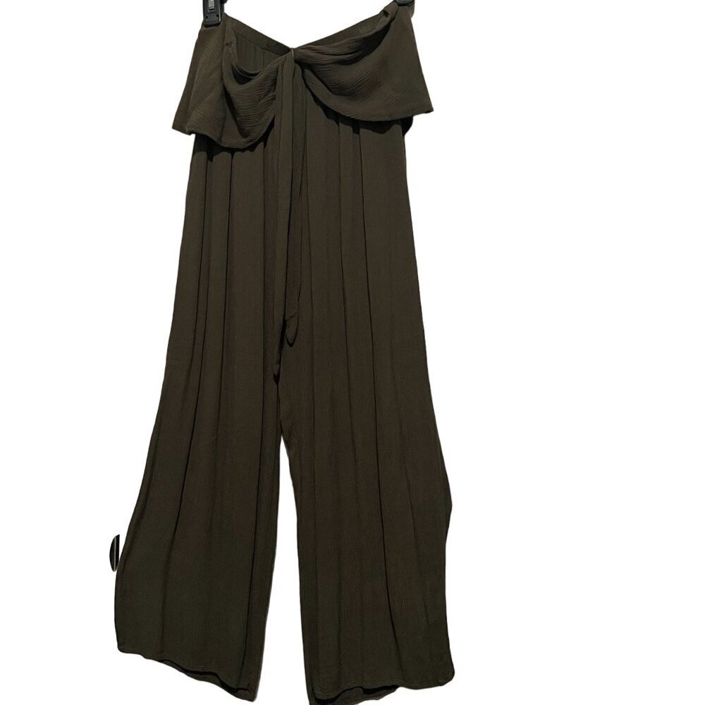 Stillwater Olive‎ Green Gauzy Cotton Tie Front Cropped Pants Size XS